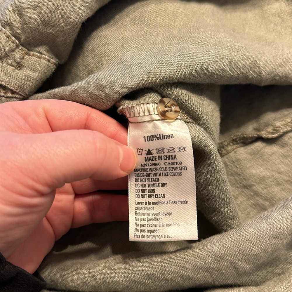 Rhythm - 100% Linen Shirt Dress - Dusty Green - Size 4 - Picture 5 of 5